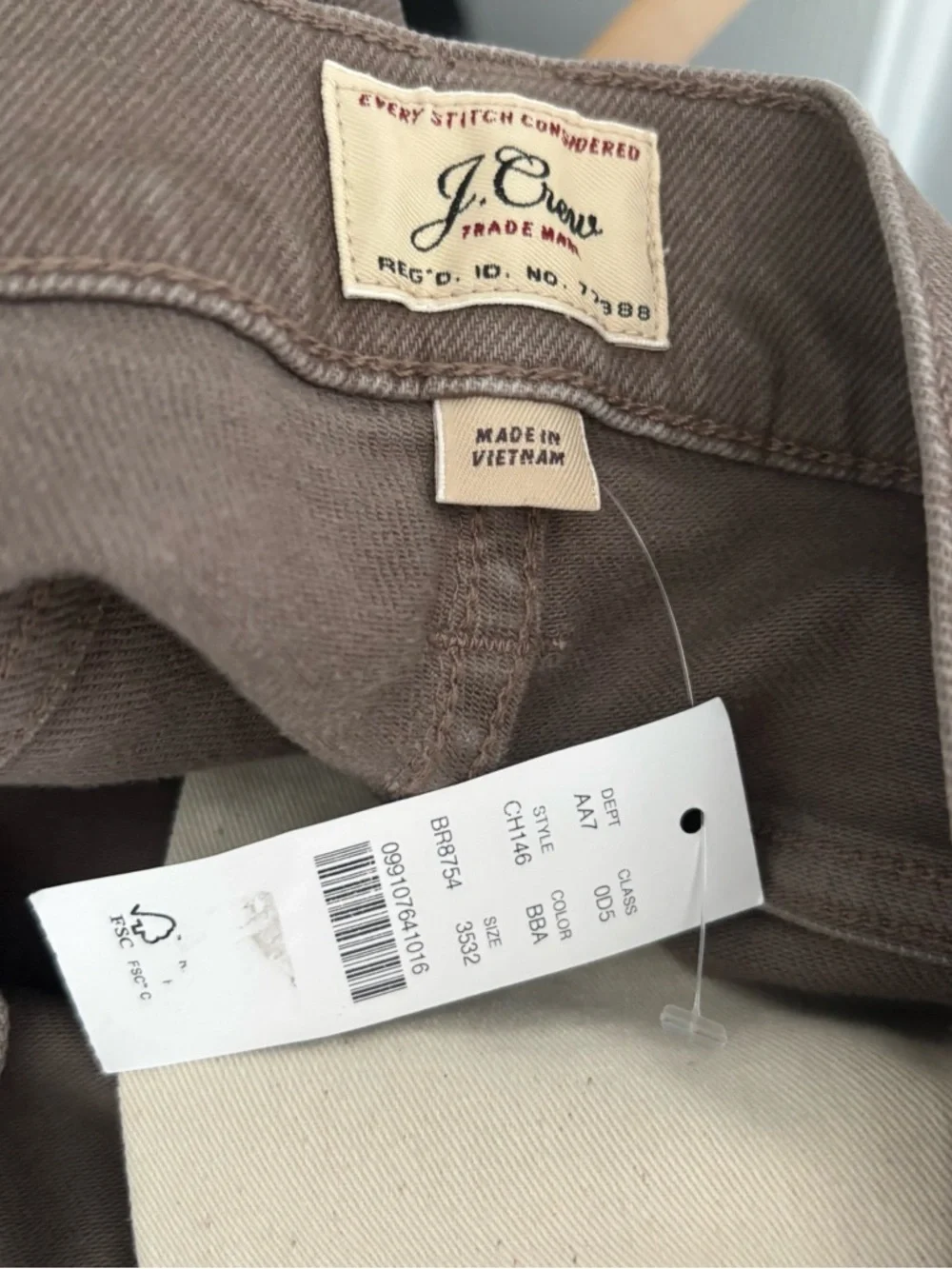 NWT J. Crew Men's Size 35x32 Brown 770 Straight 5-Pocket Stretch Pant